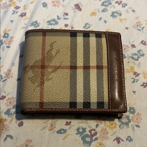 Burberry Beige and Brown Checkered Wallet
